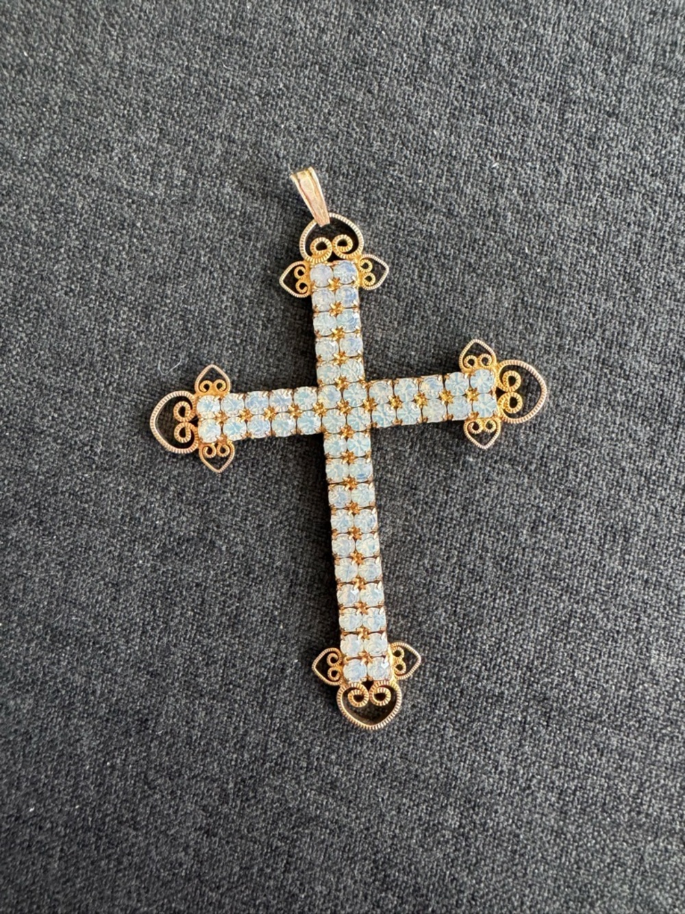 Gold-Tone Cross Pendant with Crystal Stones - Women's Jewelry